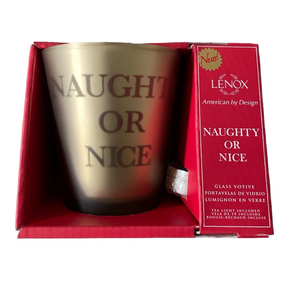 Lenox Naughty or Nice Glass Votive Ornament New in Box